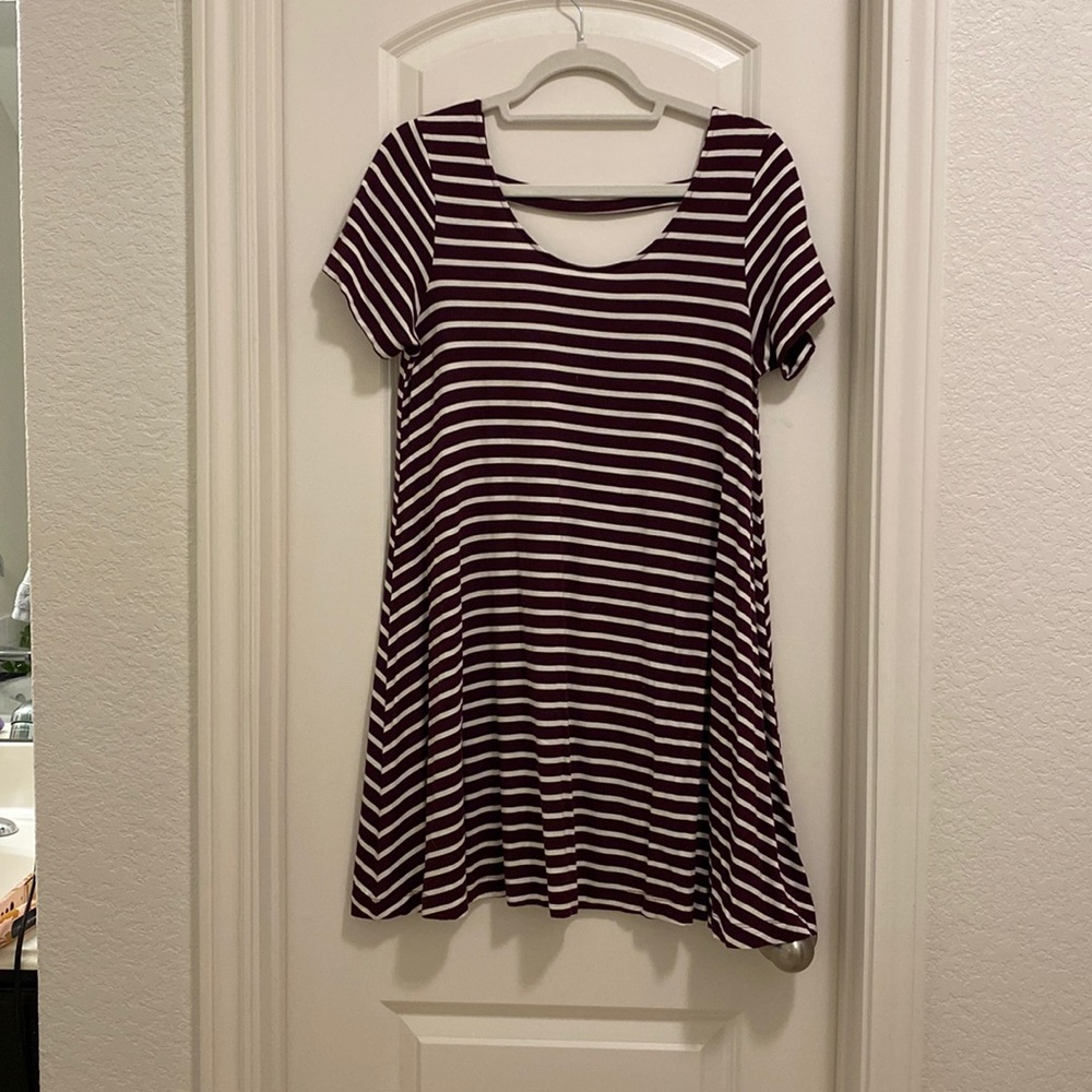 Maroon stripped dress